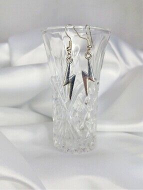 Silver Lightning Bolt Earrings.